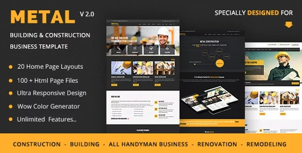 Metal v2.0 - Mobile Friendly Building & Construction Business HTML Template