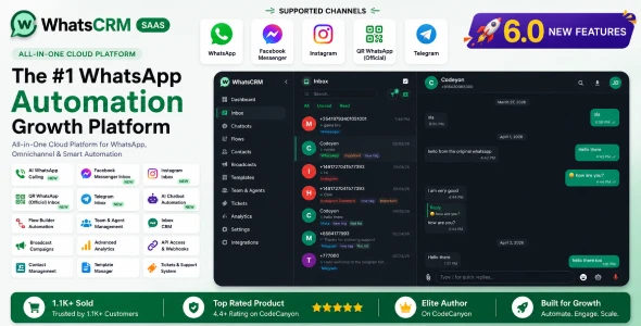 WhatsCRM v6.1.0 - Chatbot, Flow Builder, API Access, WhatsApp CRM SAAS System